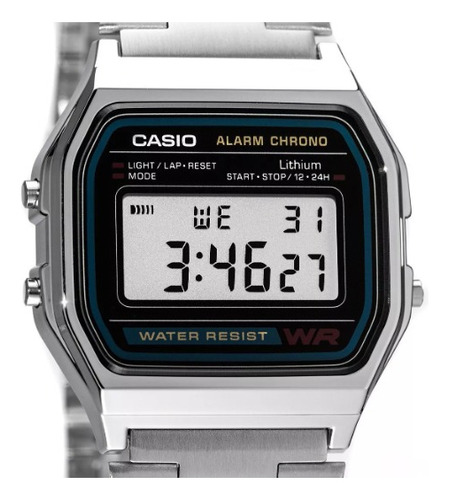 Reloj Casio A158wa-1 Vestido Digital Color De Plateado