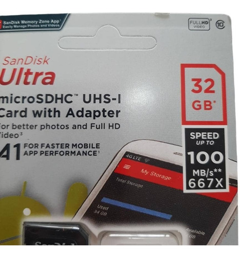 Imagen 4 de 4 de Memoria Sd 32gb Clase 10 Micro Sd Sandisk