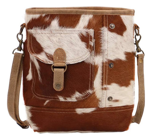 Myra Bag Nut Brown Lona Reciclada Y Bolso De Hombro De Piel 