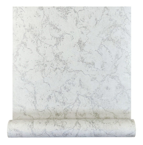 Papel De Parede Textura Glitter Prateado Vinílico (3 Rolos)