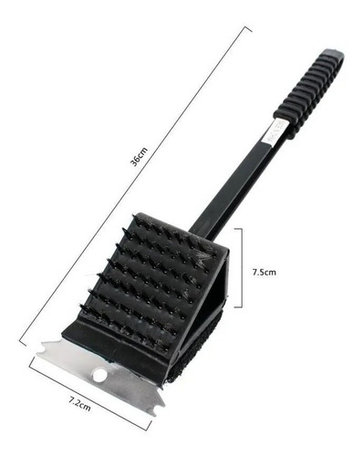 Imagen 3 de 9 de Cepillo Limpia Parrilla Acero 3en1 Acero Oferta