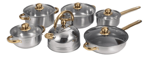 Juego Ollas Inoxidable Cocina Set 12 Piezas Antiadherente