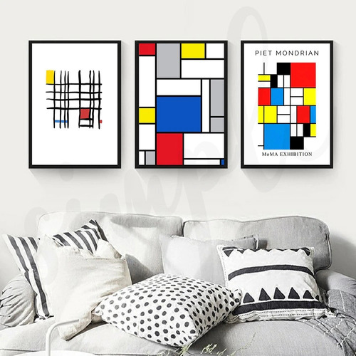 Imagen 1 de 7 de Cuadros Trípticos -piet Mondrian 2-liquidación!ultimo 