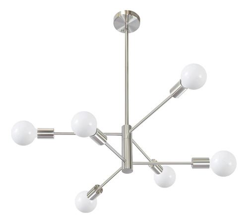Lámparas De Araña Modernas Sputnik Níquel Cepillado 6 Luces 