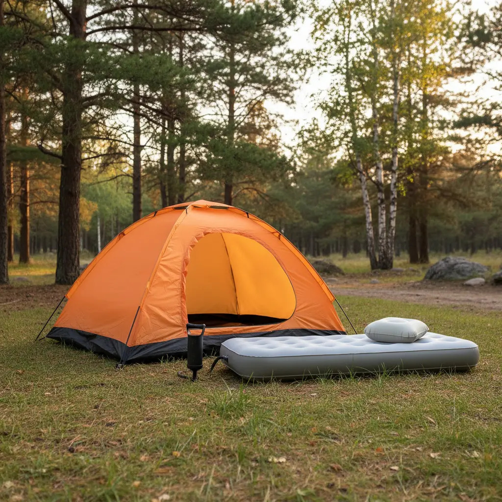 Carpa Iglú Solana 2 Personas SLN Naranja + Colchón Inflable + Inflador
