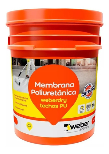 Weberdry Techos Pu X20 Kg Membrana Poliuretánica Impermeabilizante