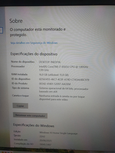 Notebook Dell Inspiron 15 7580 Core I7 Placa Nvidia Mx150 Prateado (Usado)