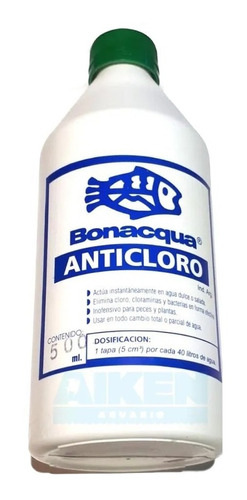 Anticloro Bonacqua 500 Ml  Acuario Aiken Lomas De Zamora