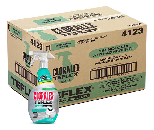 Cloralex Baños Teflex 650 ml Caja con 12 unidades