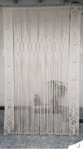 Cortina Macrame 1,30 X 2,00 + Regalo 2 Sujeta Cortinas