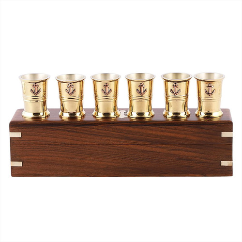 Set De 6 Vasos De Chupito Con Estuche De Madera