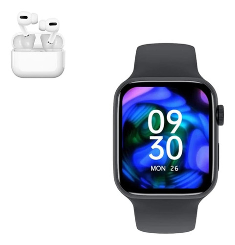 Pack Smartwatch I8 Pro Max Negro Y Audífono I13 Pro Blanco