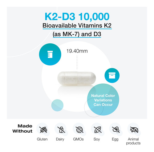 Xymogen K2-d3 10000 Ui Vitamina D3 K2 60 Cápsulas