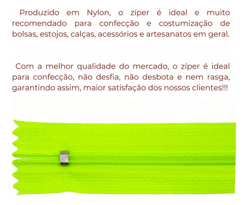 Ziper De Nylon Com 10 Unidades 20cm Comum - Várias Cores