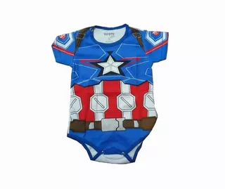 Body Bebe Disfraz Capitán América De Algodón