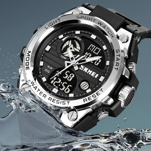 Relógio Masculino Skmei 2031 Shock Militar Esporte Digital Correia Prata