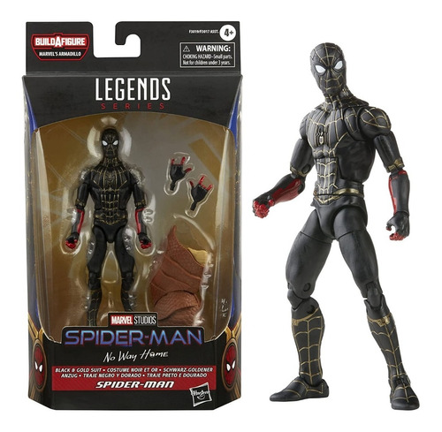 Figura Spiderman Traje Negro Y Dorado Marvel Legends