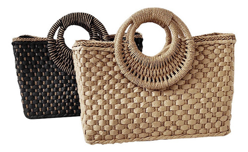 Bolso De Hombro De Paja De Moda Bolso Tejido Señora Caqui