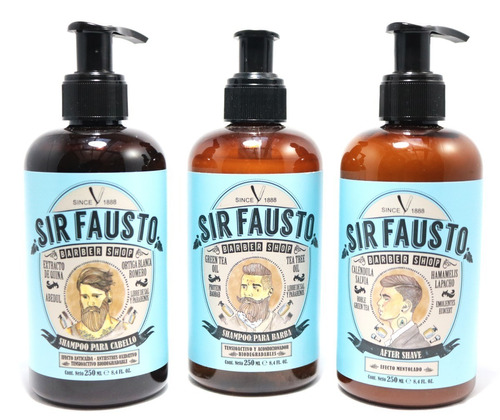 Shampoo Para El Pelo + Barba + After Shave Sir Fausto Barber
