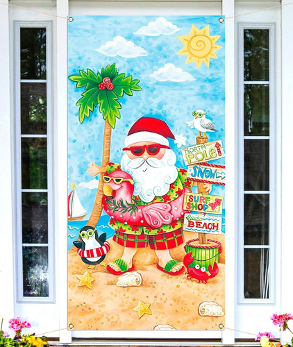 Navidad Julio Cubre Puertas Tropical Verano Playa Hawai...