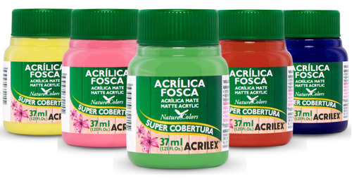 Kit 5 Tinta Acrílica Fosca 37ml Acrilex