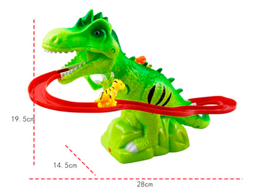 Robot Dinosaurio Pista Juguete Lanzador Auto Luz Led Sonido