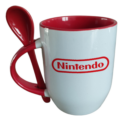 Taza Con Cuchara Nintendo Personalizable