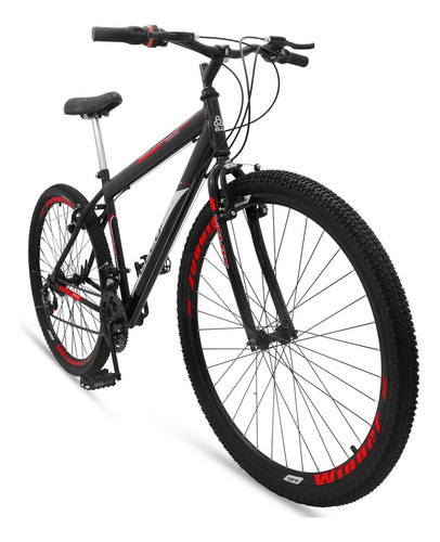 Mountain bike Ello Bike Velox aro 26 21v freios v-brakes câmbios Ltx cor preto/vermelho com descanso lateral