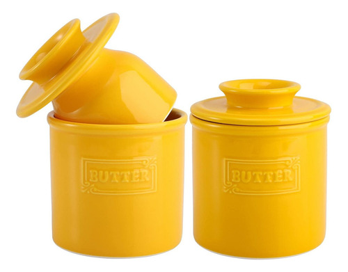 Avla 2 Pack Ceramic Butter Crock, French Butter Dish With