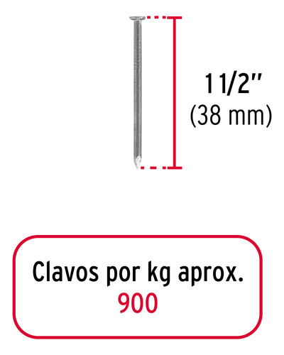 Caja Con 10 Set Con 1 Kg De Clavo Estándar 1-1/2 Con Cabeza,