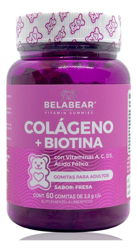 Colágeno + Biotina 60 Gomitas Belabear Vitamina A C D