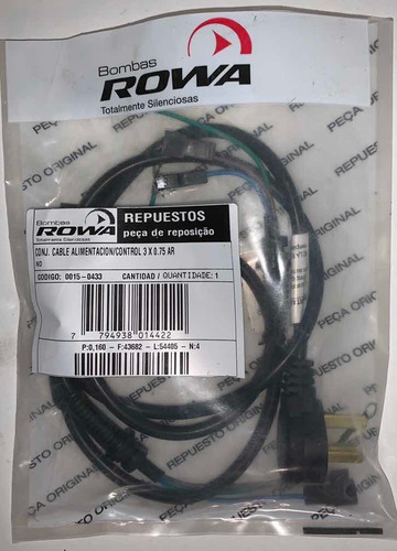 Cable De Alimentacion Y Control 3 X 0.75 Bomba Rowa Repuesto