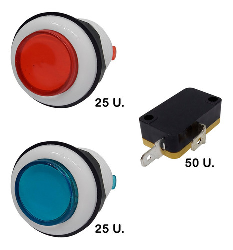 Pack 50 Botones Arcade De Video Con Microswitch