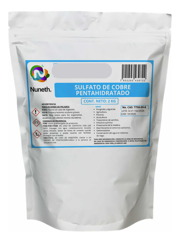 Sulfato De Cobre Fungicida Piscinas Alguicida - 2 Kg