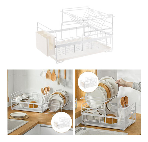 Rejilla Para Secar Platos Organizador Estable Blanco