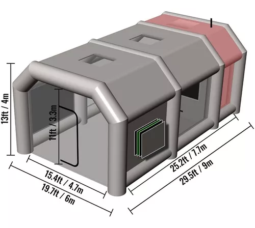 Mokmok Cabina de pintura inflable de 28 x 15 x 10 pies la cabina