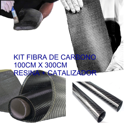 Kit Fibra De Carbono Tela 100 X 300cm + Kit Resin Endurec 3k