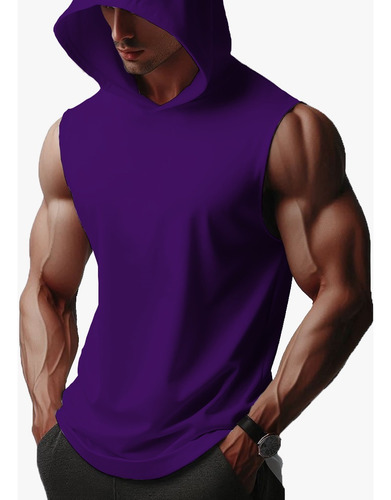 Playera Hombre Sin Mangas Con Capucha, Regular Fit