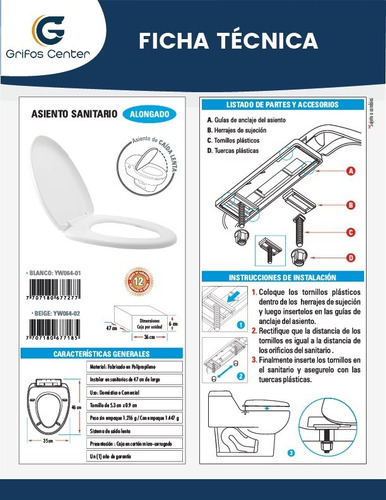 Asiento Sanitario Alongado Caída Lenta Beige/bone