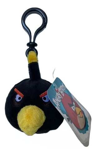 Peluche Angry Birds Clásico Negro Mide 7 Cm Con Gancho