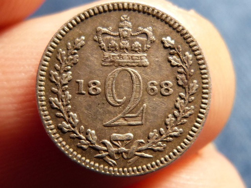 Antigua Moneda De Gran Bretaña 2 Pence 1868 Km# 729 (xf)