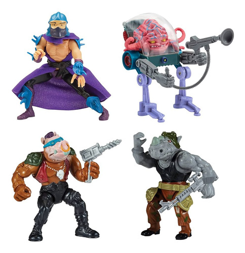 Playmates Tmnt Tortugas Ninja 4 Pack Bebop Krang Shredder 