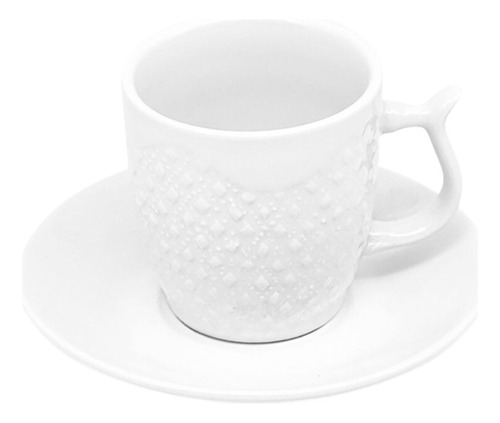 Xicara Para Chá Com Pires De Porcelana Branca 150ml 12 Peças Cor Brixto Asdra