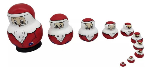 . Muñeca Rusa De Madera De Papá Noel De Navidad, 10 Piezas