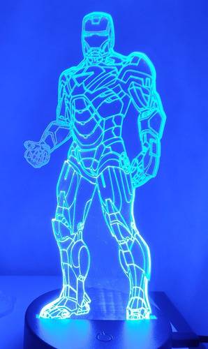 Lámpara Led 3d Iron Man Silueta 3 Regalo