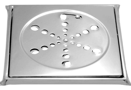 Ralo Tampa Grelha Inox Quadrada 10cm Fecho Rotiv + Caixilho