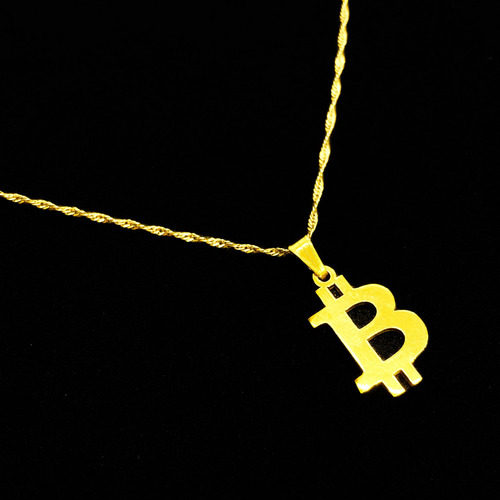 Cadena Y Dije Bitcoin Oro 18k Oro 18k 50 Cm