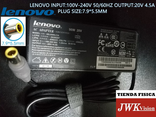 Cargador Laptop Lenovo 20v 4.5a Plug 7.9*5.5mm Jwk