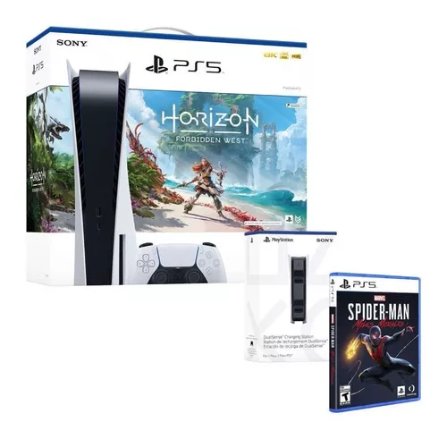 Sony Playstation 5 825gb Horizon Forbidden West Bundle Cor Branco E Preto
