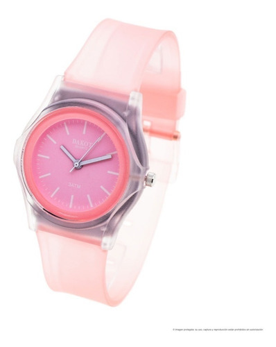 Reloj Dakot Mujer 193 R Caucho Sumergible Malla Transparente